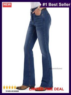 Tall Women Bootcut Jeans Stretch Denim Pants Mid Rise 5-Pocket